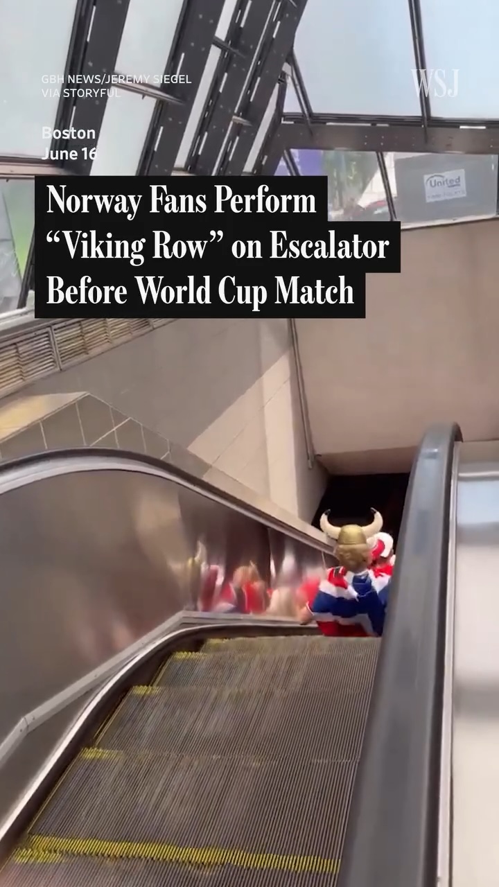 Norway Fans Perform "Viking Row" on Escalator Before World Cup Match