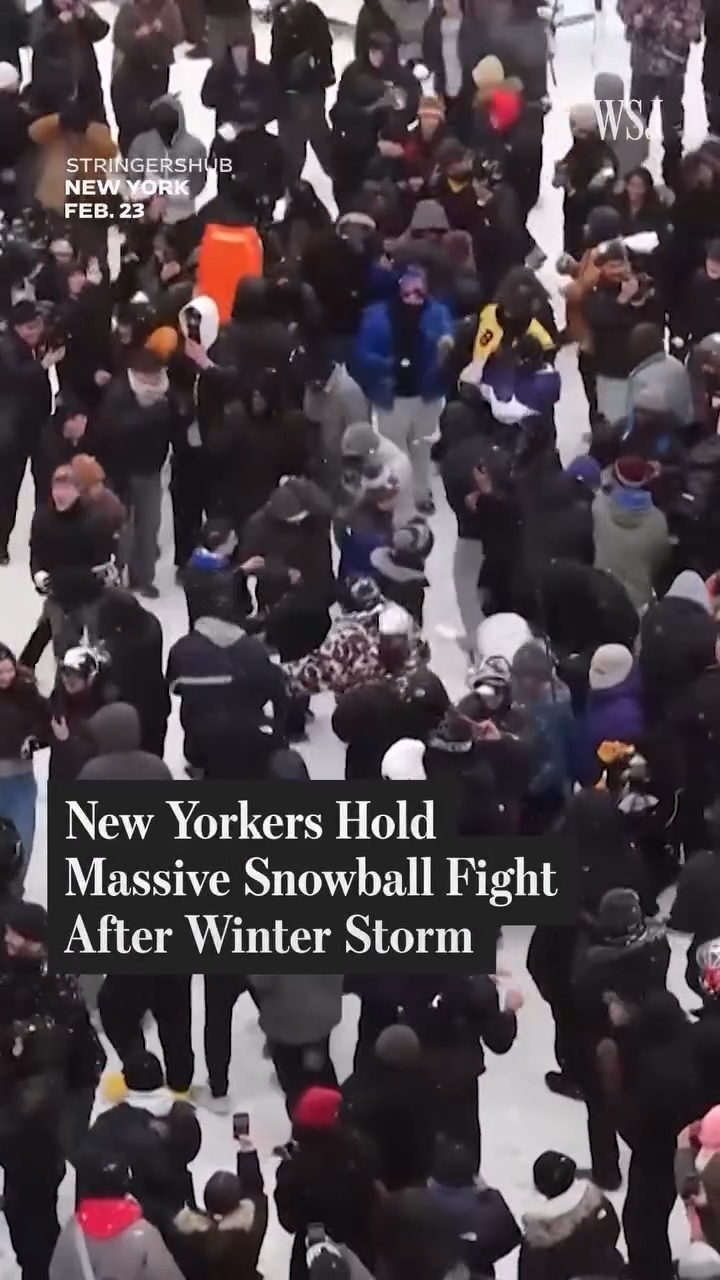 New Yorkers Hold Massive Snowball Fight After Winter Storm